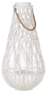 Bambusowy lampion dekoracyjny 77 cm na świeczkę pleciony biały Tonga Beliani