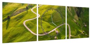 Obraz - Plateau Meadow (z zegarem) (90x30 cm)