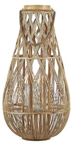 Bambusowy lampion dekoracyjny 77 cm na świeczkę pleciony jasne drewno Tonga Beliani