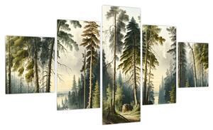 Obraz - Krajobraz lasów w stylu vintage (125x70 cm)