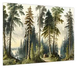 Obraz - Krajobraz lasów w stylu vintage (70x50 cm)