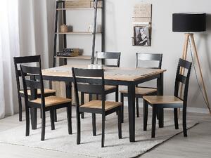 Zestaw do jadalni stół i 6 krzeseł drewnianych czarne wykończenie do kuchni Georgia Beliani