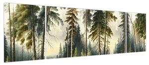 Obraz - Krajobraz lasów w stylu vintage (170x50 cm)