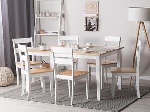 Zestaw do jadalni stół i 6 krzeseł drewnianych białe wykończenie do kuchni Georgia Beliani