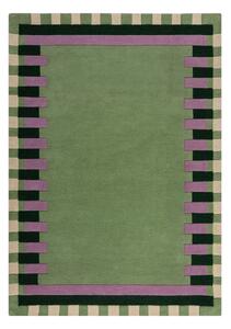 Zielono-fioletowy wełniany dywan tkany ręcznie 160x230 cm Kai Wool Border – Flair Rugs