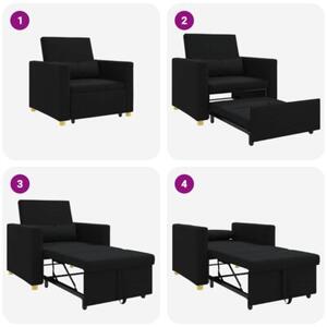 RozkÅadana sofa jednoosobowa czarny 90 x 165 x 87 cm tkanina