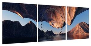 Obraz - Klify 3D (z zegarem) (90x30 cm)