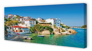 Obraz na płótnie Grecja Wybrzeże budynki morze