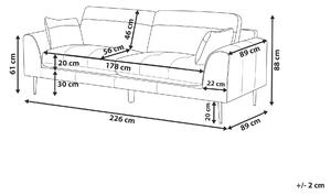 Skórzana sofa 3-osobowa czarna z poduszkami metalowe nóżki nowoczesna Torget Beliani