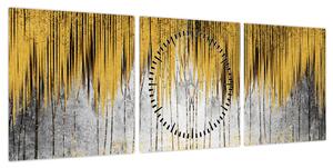 Obraz - Złote linie (z zegarem) (90x30 cm)