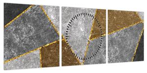 Obraz - Imitacja materiałów (z zegarem) (90x30 cm)