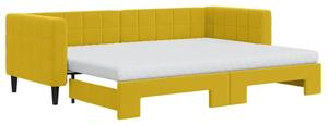 Sofa rozsuwana z materacami, żółta, 80x200 cm, aksamit