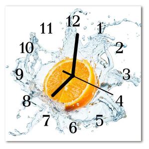 Zegar szklany kwadratowy Woda pomarańczowa
