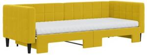 Sofa rozsuwana z materacami, żółta, 80x200 cm, aksamit
