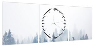 Obraz - Mglisty las (z zegarem) (90x30 cm)