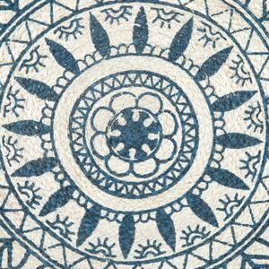 Dywan dekoracja podłogi jutowy orientalny wzór okrągły 120 cm niebieski Anadere Beliani