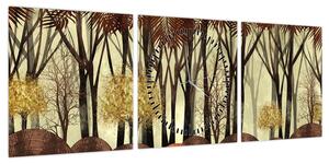 Obraz - Las dekoracyjny (z zegarem) (90x30 cm)