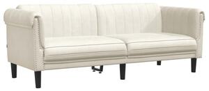 Sofa 3-osobowa, kremowa, tapicerowana aksamitem