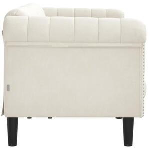 Sofa 3-osobowa, kremowa, tapicerowana aksamitem