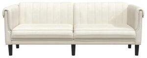 Sofa 3-osobowa, kremowa, tapicerowana aksamitem