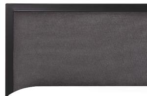 Łóżko ze stelażem czarne metalowe 160 x 200 cm szare wezgłowie poliester Clamart Beliani