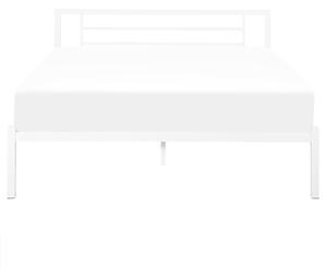 Łóżko metalowe rama 160xx200 cm ze stelażem i wezgłowiem białe Cusset Beliani