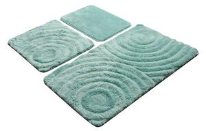 Zestaw 3 miętowych dywaników łazienkowych Wave