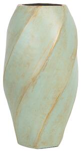 Nowoczesny wazon ceramiczny dekoracyjny salon jasnozielony ze złotym Lentią Beliani