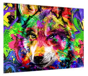 Obraz - Wilk z graffiti (70x50 cm)