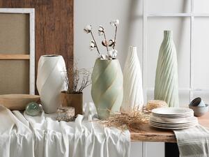 Nowoczesny wazon ceramiczny dekoracyjny salon jasnozielony ze złotym Lentią Beliani