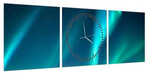Obraz - Aurora Borealis (z zegarem) (90x30 cm)