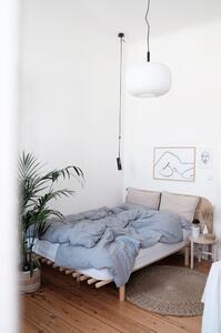 Łóżko dwuosobowe z drewna sosnowego z materacem Karup Design Pace Comfort Mat Natural Clear/Black, 140x200 cm