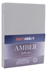 Szare bawełniane prześcieradło elastyczne DecoKing Amber Collection, 140/160x200 cm