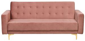 Modułowa sofa rozkładana 3-osobowa pikowana welurowa różowa Aberdeen Beliani