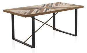 Stół z metalowymi nogami i blatem z drewna z recyklingu Geese, 180x90 cm
