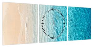 Obraz - Plaża (z zegarem) (90x30 cm)