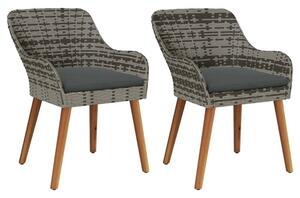 Krzesło ogrodowe 2 szt. szary 62,5 x 55 x 82 cm polirattan