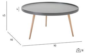 Szary stolik z nogami z drewna bukowego Furnhouse Opus, Ø 90 cm