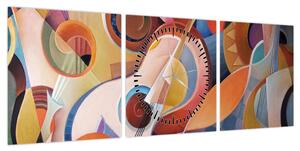 Obraz - Muzyczny abstrakt (z zegarem) (90x30 cm)