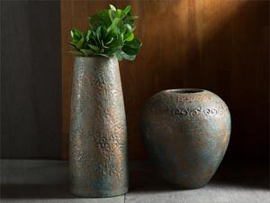 Ozdobny ceramiczny wazon złoto-turkusowy do salonu Segovia Beliani