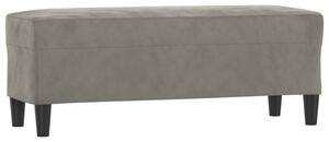 Ławka, jasnoszara, 100x35x41 cm, tapicerowana aksamitem