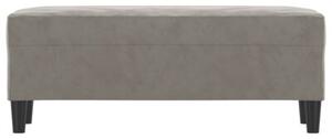 Ławka, jasnoszara, 100x35x41 cm, tapicerowana aksamitem