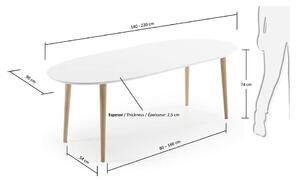 Stół rozkładany do jadalni z drewna bukowego Kave Home Oakland, 140 x 90 cm
