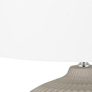 Minimalistyczna ceramiczna okrągła lampka nocna złota z białym kloszem Pirita Beliani