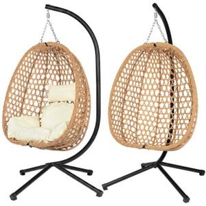 Fotel wiszący styl boho kokon ogrodowy składany poduszki FUNFIT GARDEN
