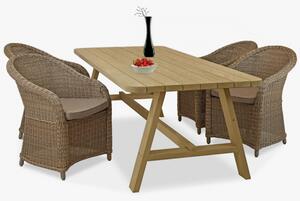 Zestaw ogrodowy: stół i 4 krzesła rattanowe