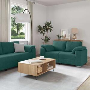 Sofa 3 szt. ciemna zieleÅ tkanina lniana