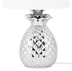 Lampa stołowa ceramiczna srebrny ananas z białym kloszem Pineapple Beliani