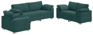 Sofa 3 szt. ciemna zieleÅ tkanina lniana