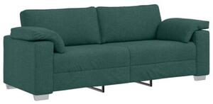 Sofa 3 szt. ciemna zieleÅ tkanina lniana